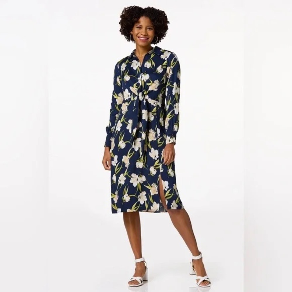 Cato | PETITE FLORAL TIE FRONT DRESS VARIOUS SIZES AVAILABLE